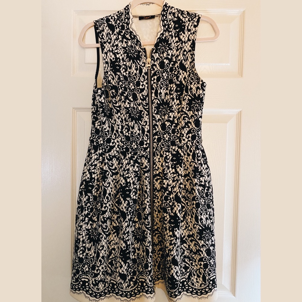 Dex front zipper fit and flare dress